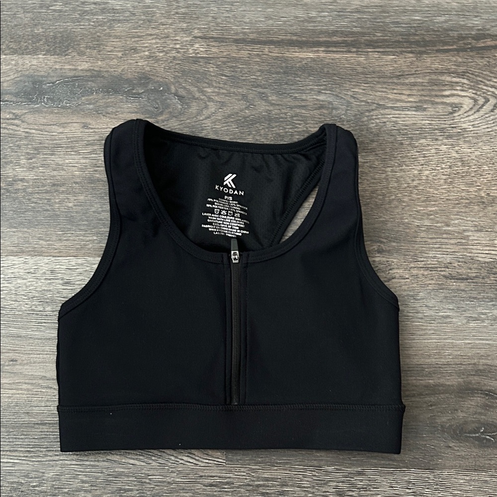 Kyodan Black Front-Zip Active Bra